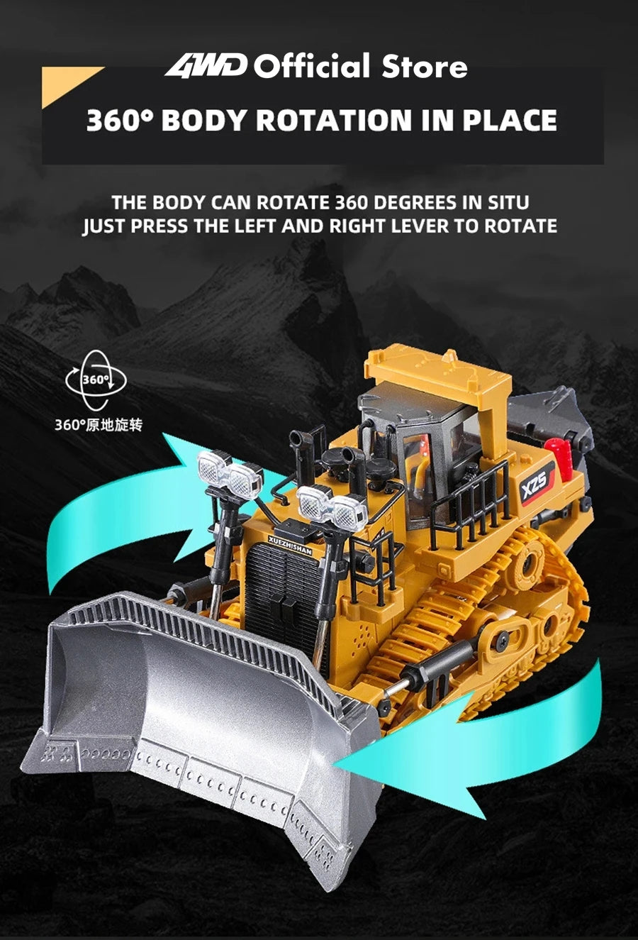 4WD RC Excavator Dump Truck Bulldozer 1:20 Remote Control Toy