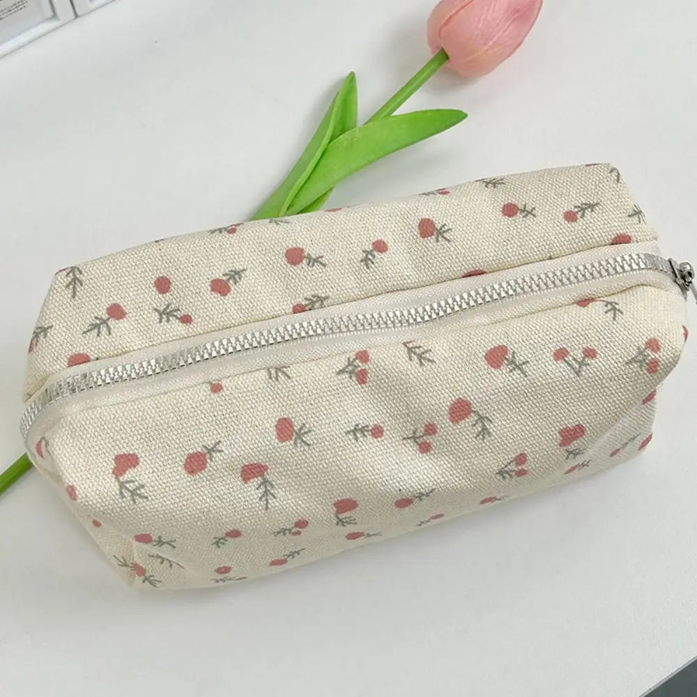 Floral Pencil Case Large Capacity Canvas Pen Bag