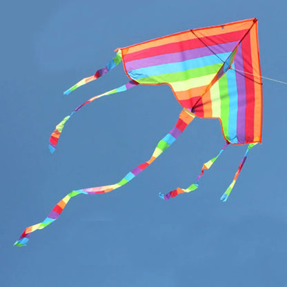 Rainbow Triangle Kite with Long Tail Easy Flying Toy