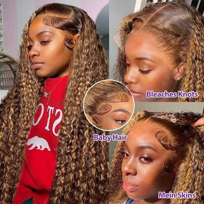 Highlight Deep Wave Wig 13x4 HD Lace Front Human Hair