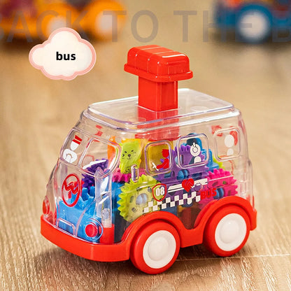 Transparent Gear Car Toy Inertia Push and Go Car for Kids