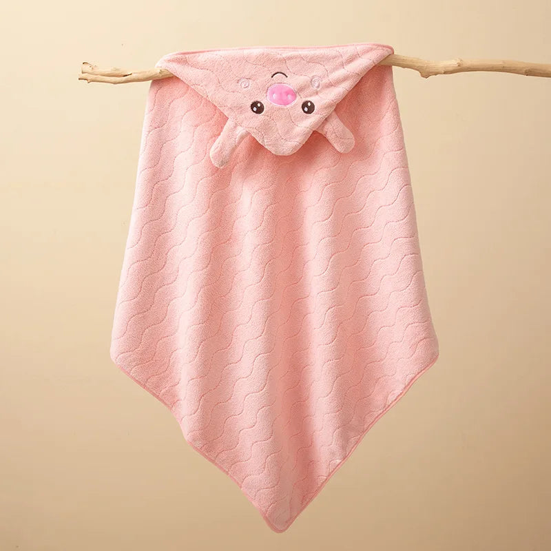 Baby Hooded Bath Towel Coral Fleece Toddler Bathrobe