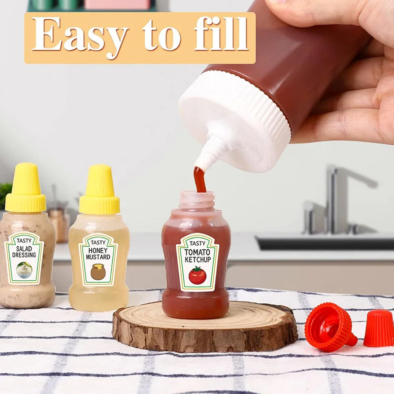 Mini Condiment Squeeze Bottles – Portable Sauce Containers for Lunch Boxes