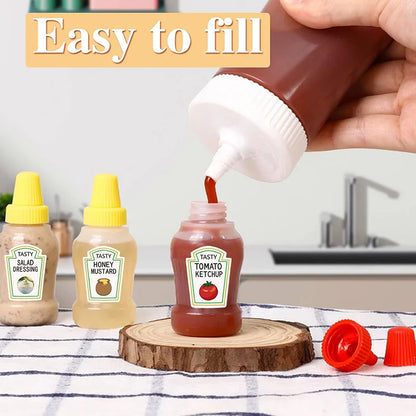 Mini Condiment Squeeze Bottles – Portable Sauce Containers for Lunch Boxes