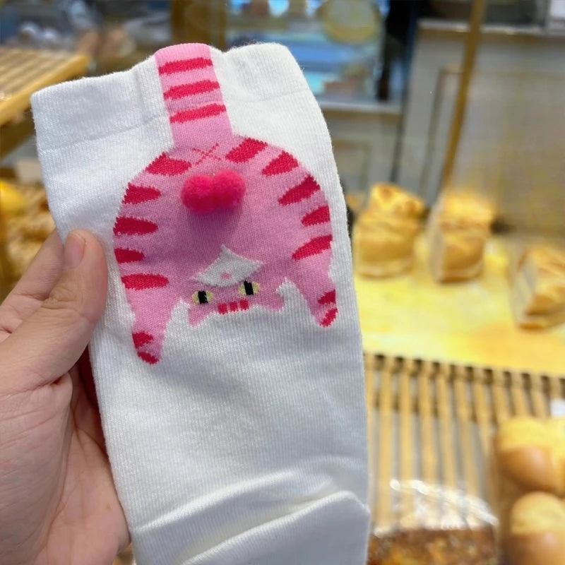 Funny Cat Socks 4 Pairs Cartoon Mid Tube Casual Socks