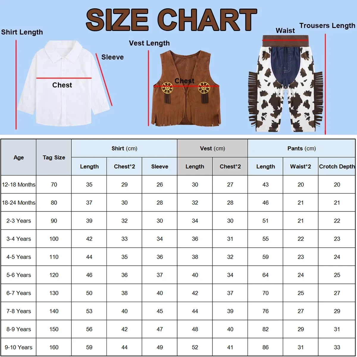 Boys Cowboy Costume 5 Piece Western Dress Up Set