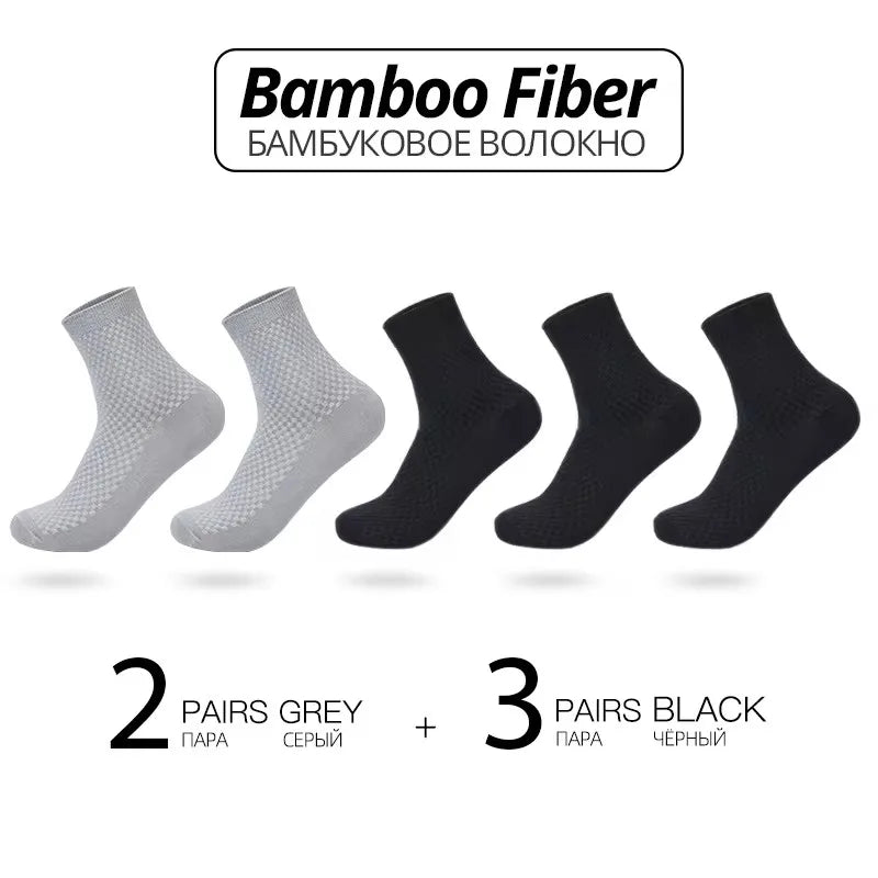 Bamboo Fiber Crew Socks Men's Breathable Business Socks