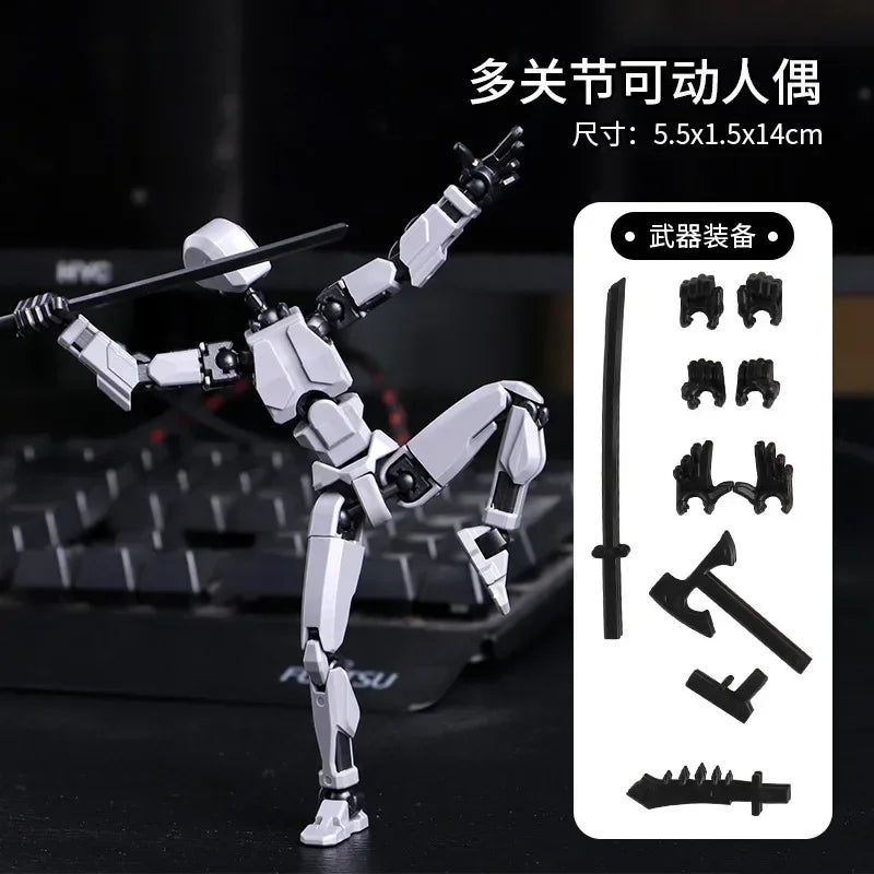 T13 Multi-Joint Robot Action Figure with Dog – 14cm Poseable Model