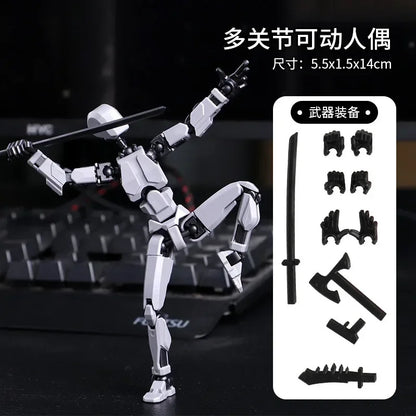 T13 Multi-Joint Robot Action Figure with Dog – 14cm Poseable Model