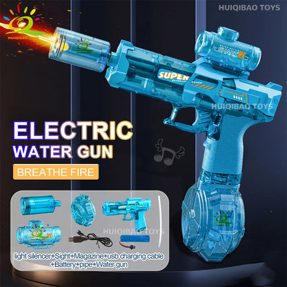 A rechargeable water blaster made for exciting pool, beach, and outdoor water games.