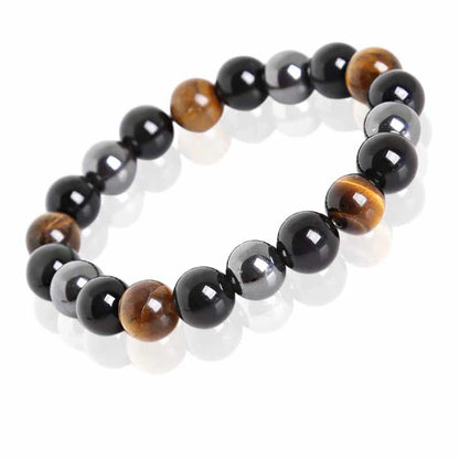 Tiger Eye Bead Bracelet – Natural Obsidian & Hematite Bracelet