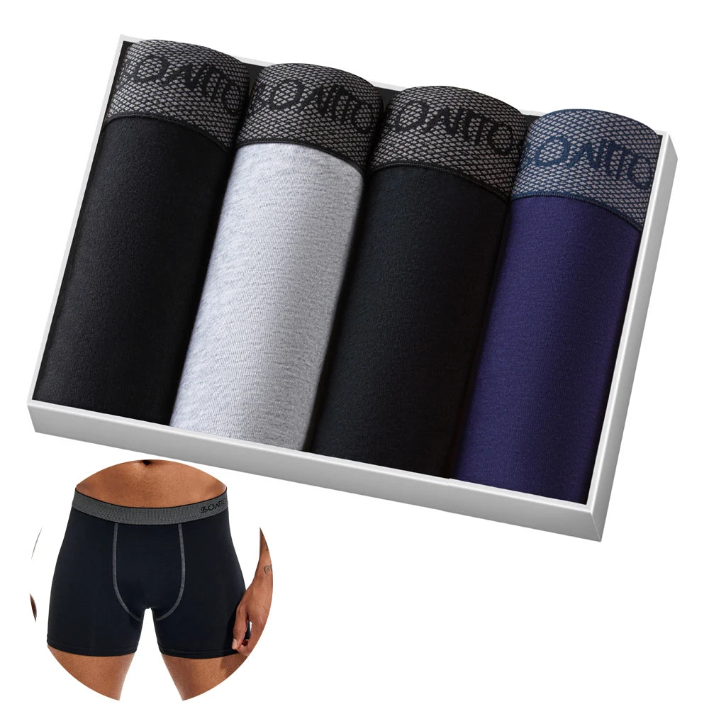 Men's Cotton Boxer Shorts 4PCS Soft Stretch Underwear Set