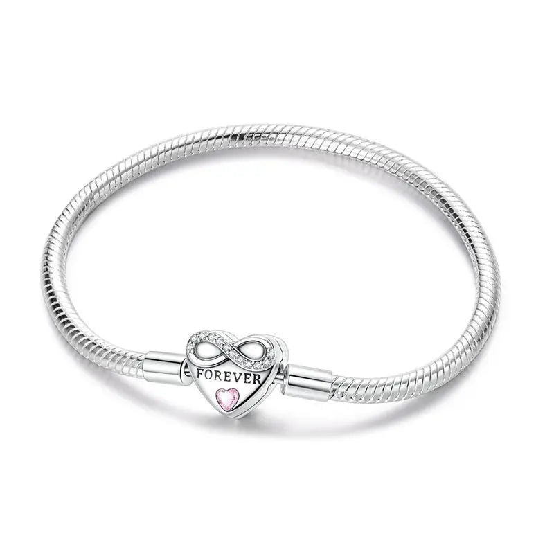 925 Sterling Silver Heart Bracelet with Zircon Accent