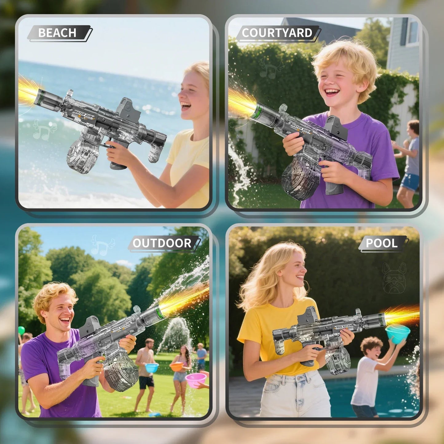 Electric Automatic Water Gun with Lights & Rechargeable Battery