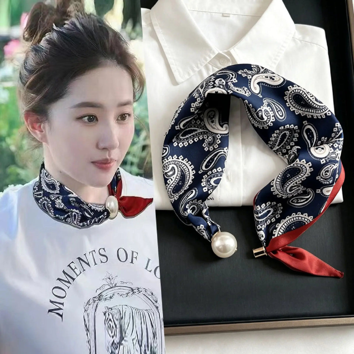 Luxury Pearl Magnetic Scarf for Women – Elegant Summer Neck Wrap