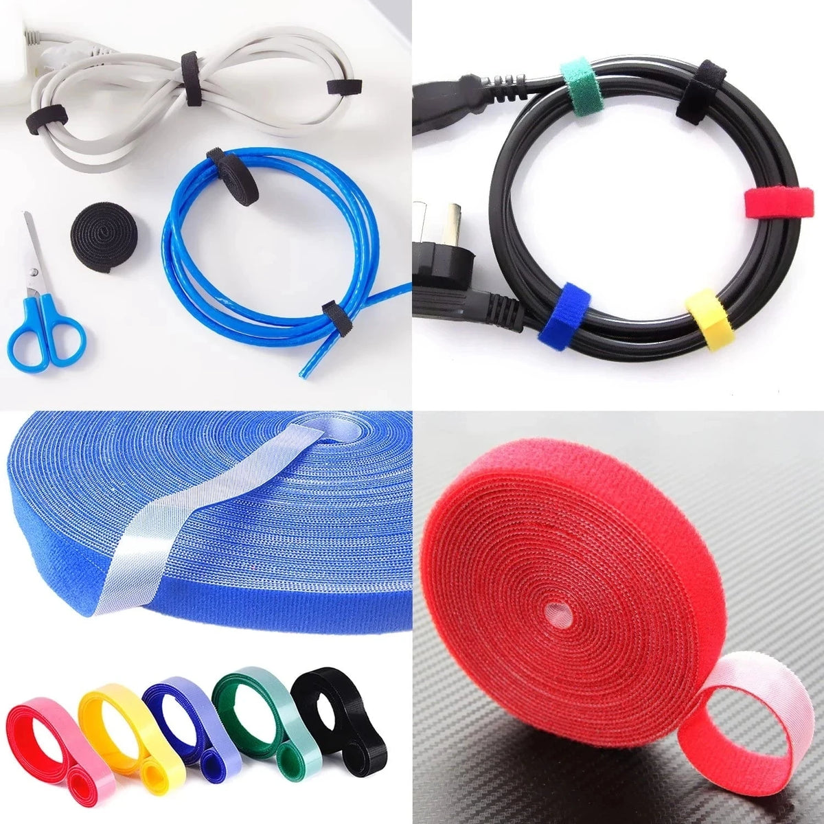1/5M Cable Organizer Tape – Reusable Wire Winder & Cord Management Tie