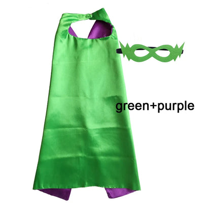 Kids Superhero Cape with Mask Reversible Satin Costume
