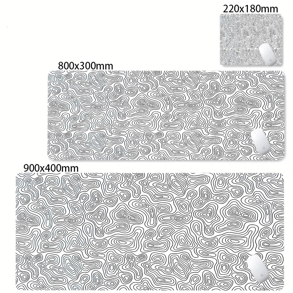 XXL Black & White Desk Mat – Abstract Liquid Gaming Mouse Pad