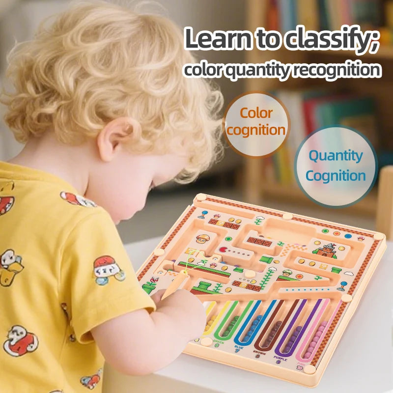 Magnetic Maze Rolling Ball Logic Toy for Kids