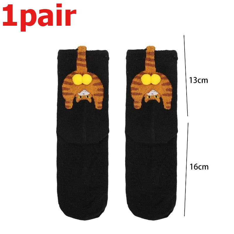 Funny Cat Socks 4 Pairs Cartoon Mid Tube Casual Socks