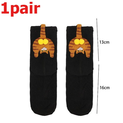 Funny Cat Socks 4 Pairs Cartoon Mid Tube Casual Socks