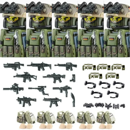 Military Soldier Building Blocks Mini Figure Set with Accessories