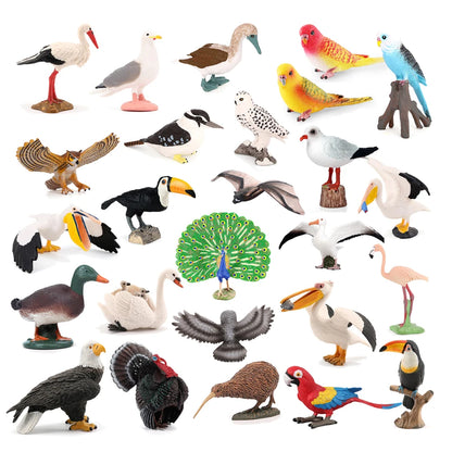 Bird Animal Figures Kiwi Peacock Phoenix Toucan Figurines