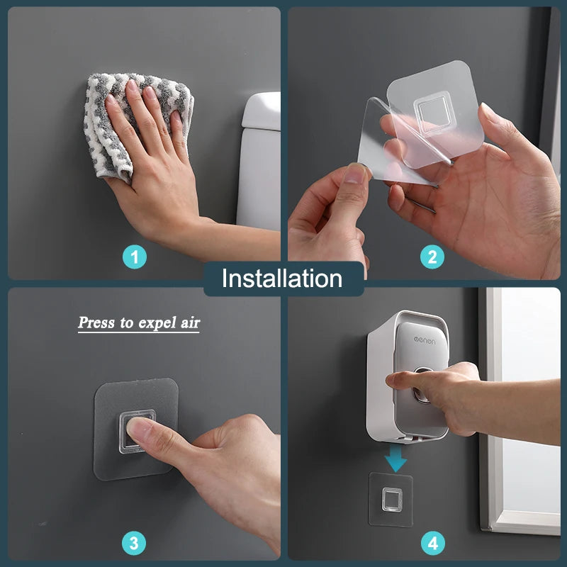 Wall-Mounted Toothpaste Dispenser – Punch-Free Toothbrush Holder