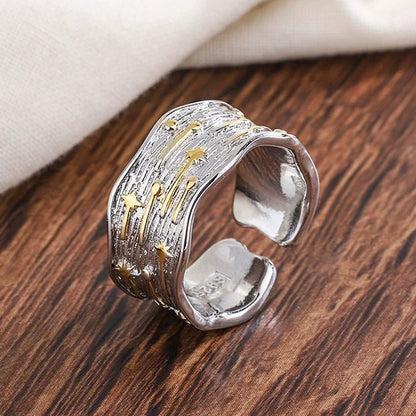 VENTFILLE  925 Sterling Silver Flower Geometry Ring For Women Girl Hollow Out Zircon Grace Wide Jewelry Gift Dropshipping