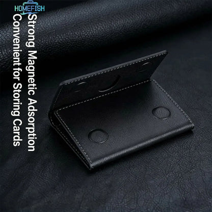 Mag Safe Card Holder PU Leather Magnetic Trifold Wallet