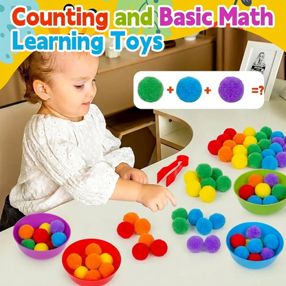 Kids Rainbow Sorting & Counting Toy Set – Color Classification Game with Tweezers