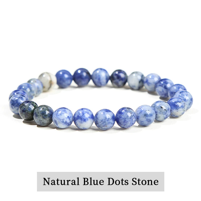 Natural Stone Bead Bracelet – Crystal Gemstone Stretch Bracelet