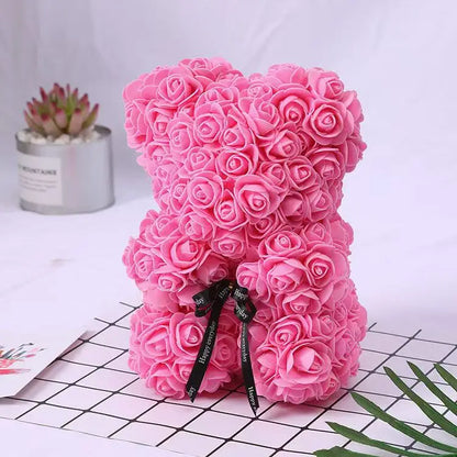 Rose Bear Gift 25cm Artificial Teddy Rose Bear with Box