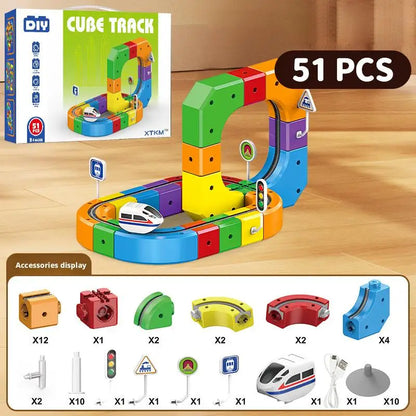Train Track Building Set – 3D Cube Track