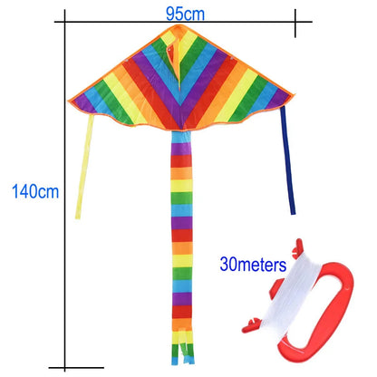 Rainbow Triangle Kite with Long Tail Easy Flying Toy