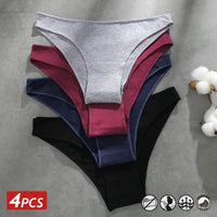 Cotton Seamless Panties 4PCS Women's Low Rise Briefs