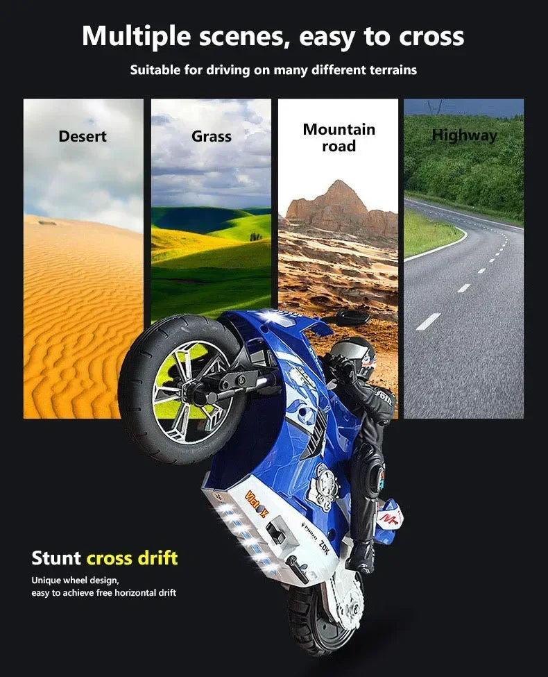 RC Motorcycle Toy 1/10 Self Balancing Drift Stunt Racing Car