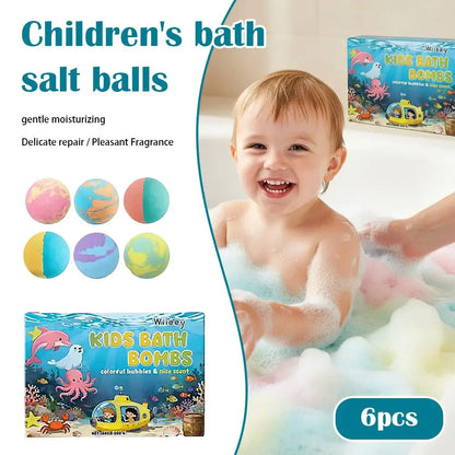 Kids Bath Bomb Gift Set Colorful Fizzy Spa Balls 6 Pack