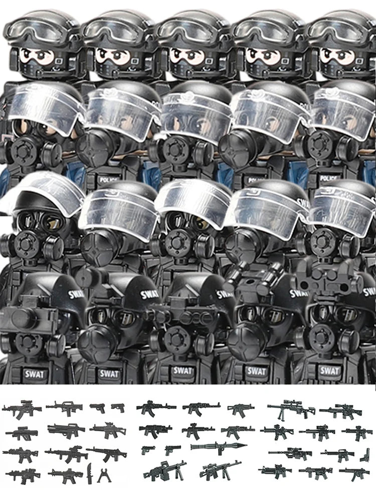 Police Soldier Building Blocks Mini Figures with Accessories