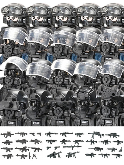 Police Soldier Building Blocks Mini Figures with Accessories