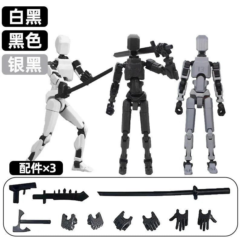 T13 Multi-Joint Robot Action Figure with Dog – 14cm Poseable Model