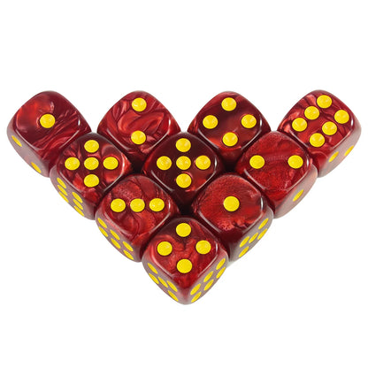 Acrylic Dice Set 10 Piece 16mm Marble D6 Game Dice