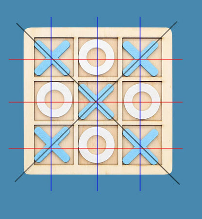 Wooden Tic Tac Toe Game Montessori XO Puzzle Board Toy