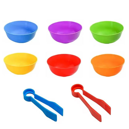 Kids Rainbow Sorting & Counting Toy Set – Color Classification Game with Tweezers