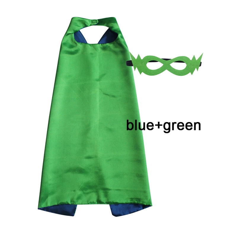 Kids Superhero Cape with Mask Reversible Satin Costume