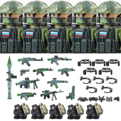 Military Soldier Building Blocks Mini Figure Set with Accessories