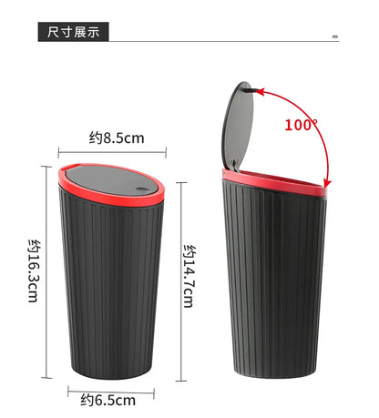 Car Trash Bin – Mini Auto Garbage Can with Lid & Storage Organizer