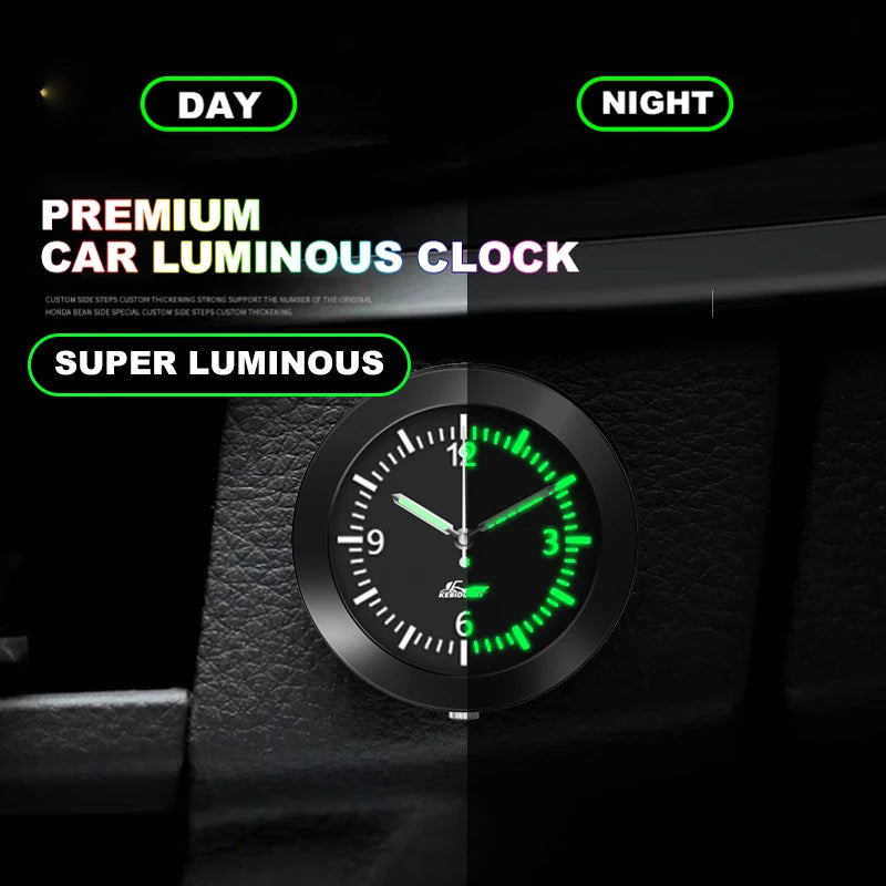 Mini Car Clock – Luminous Quartz Dashboard & Air Vent Clock
