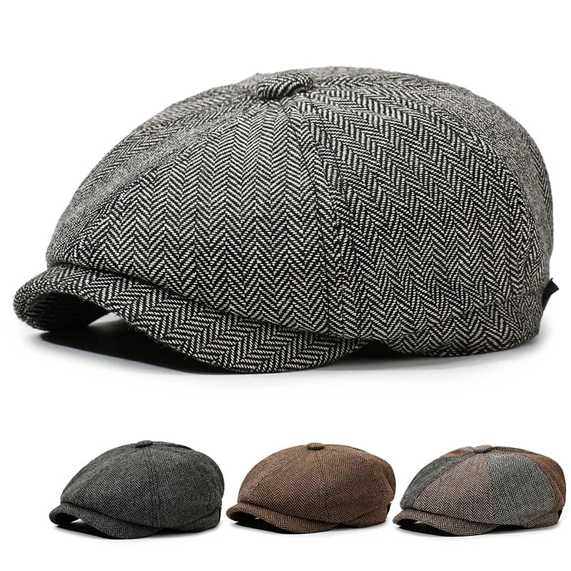 Unisex Newsboy Hat Retro Cotton Beret Flat Cap