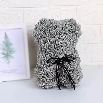 Rose Bear Gift 25cm Artificial Teddy Rose Bear with Box
